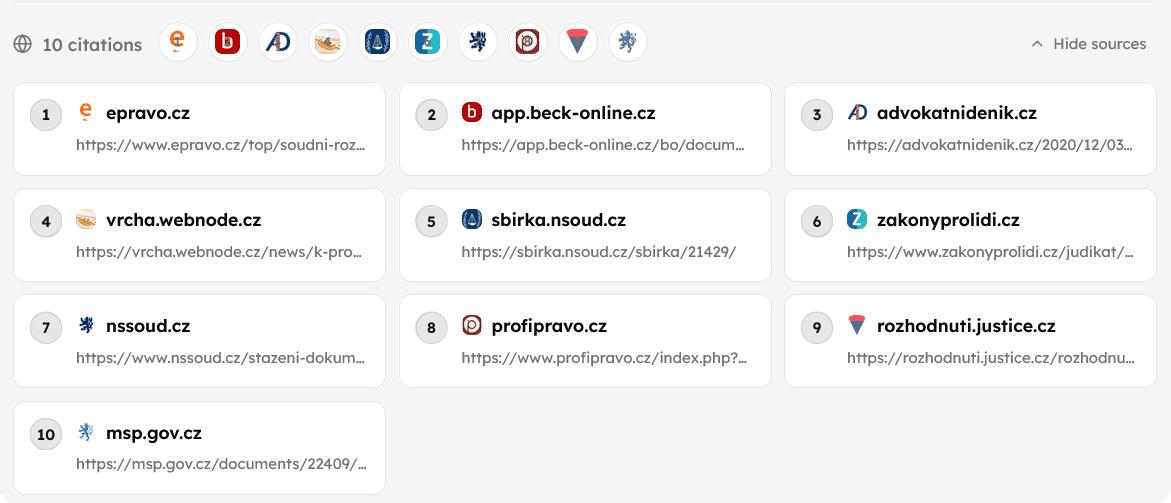 Kompletní právní zdroje interface